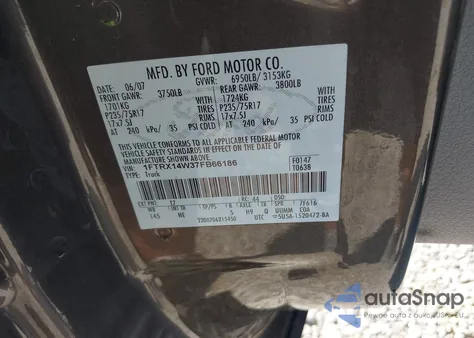 2007 Ford F-150 Fx4/Stx/Xl/Xlt from USA, damaged, VIN 1FTRX14W37FB66186